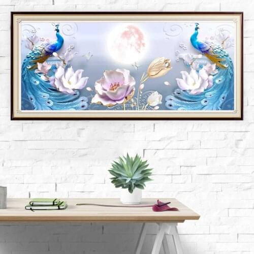 DIY Diamond Embroidery Flower Full Square Round Drill Peacock Scenery Diamond Painting Cross Stitch Needlework Home Decoration