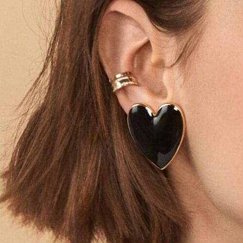 Vintage Hyperbolic Solid Heart Punk Womens Stud Earrings серьги женские kolczyki brincos Fashion Jewelry Accessories-YS