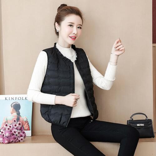 Woman Jacket Vest Womens Short Light Cotton Vest Autumn and Winter Cotton Bread Cotton Vest Jacket Chaleco Mujer