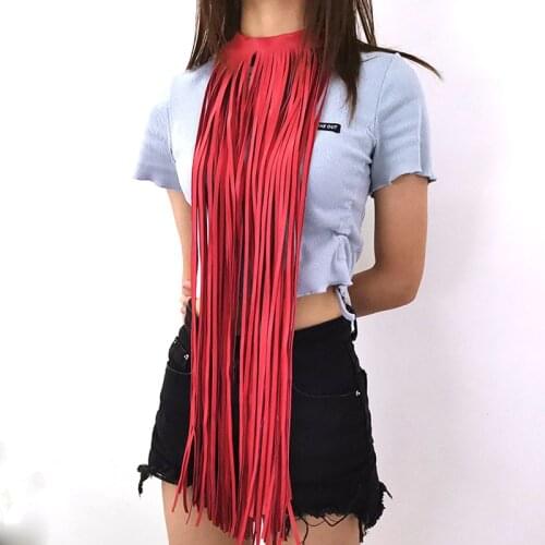 YD&YDBZ New Tassel Long Necklace For Women Leather jewelry Bohemia Punk Style Red Orange Yellow Blue Pendant Necklace Jewellery