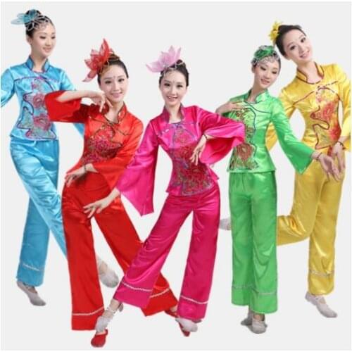 087) National dance drum clothing fan dance folk dance wear special costumes stage performance clothes yangko dance