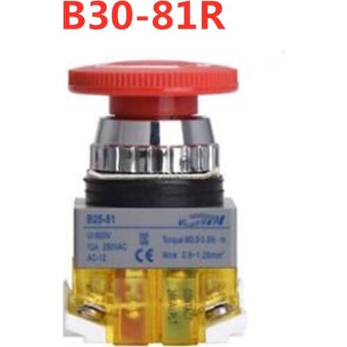 10pcs 30mm emergency stop button switch B30-81R 24K gold -plated contacts 10A 250VAC