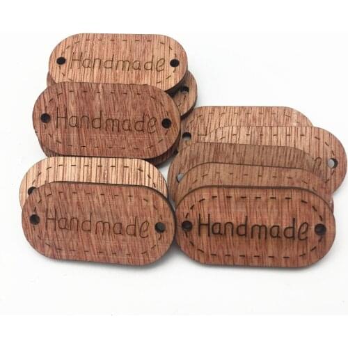 100pcs 50x25mm Brown Wooden Rectangle Oval Handmade Connectors Tags Embellishments Ornament DIY Crafts Decorations