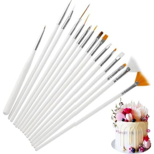 15PCS Cake Decorating Tools Baking Accessories Multifunction Icing Pastry Brushes Fondant Cake Painting Brush Nail Art Brush Pen