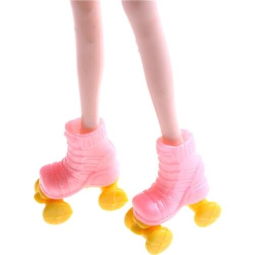 2Pairs Doll Shoes Decorative Toy Kids Girls Toy Roller Play Doll Accessories Gift For Kid Doll Roller Skates For Dolls