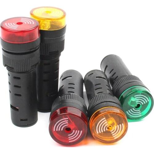 20pcs AD16-16SM 12V 24V 110V 220V Flash Signal Light Red LED Active Buzzer red yellow green