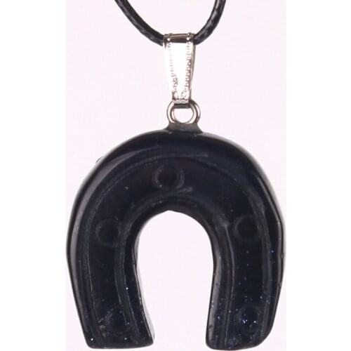 24pcs Lovely Ornate Assorted Natural Stone Onyx Horses Hoof Pendants Vintage Good Luck Horseshoes Charm for Jewelry Making Free