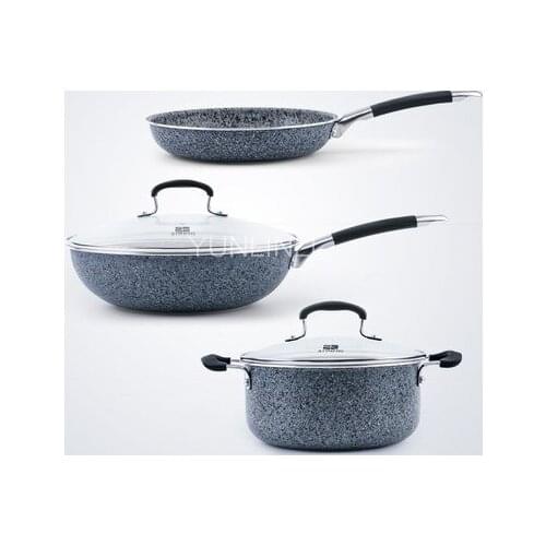 3 pieces/Set Non-stick Frying Pan Cooking Pot Soup Pot Kitchen Smokeless Cooker Home Cookware Set Combination T608