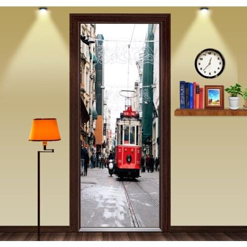 3D Novelty Subway Train Door Wall Stickers Paintting wallpaper poster DIY Waterproof Mural Poster Living Room Home Decoration