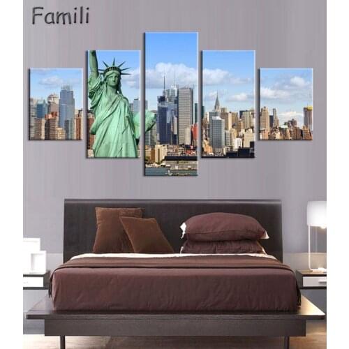 5 Pieces/set New York City Painting Beautiful Modern Bridge Picture Wall Art Decor Printed On Canvas Painting Frameless