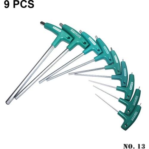 9Pcs Allen Key Hex Wrench Set 1.5/2/2.5/3/4/5/6/8/10mm Flathead T-Handle Spanner Hexagon Screwdriver Hand Tools Auto Bike Moto