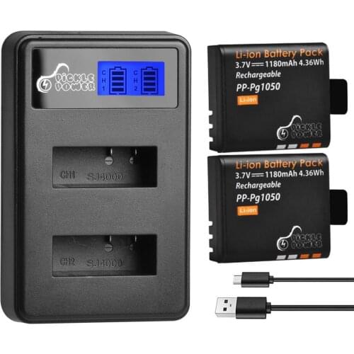 1180mAh PG1050 Battery and Charger for for SJCAM SJ4000 WiFi SJ5000 WiFi Plus M10 SJ5000 plus SJ6000 SJ7000