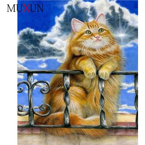 Muxun 5D Diy Diamond Painting Cat Diamond Embroidery Cross Stitch Full Circular Crafts Home Decoration Gift Handmake Rp465