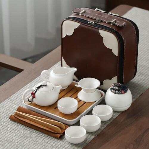 Customize Tea Set Purple clay Portable Teapot Set Outdoor Travel Gaiwan Tea Cups of Tea Ceremony Teacup Fine Gift Organizer
