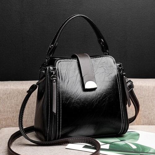 Elegant Shoulder Bag For Women PU Leather Handbag Women PU Leather Double Zipper Handle Bag Casual Female Crossbody Bag Wallet