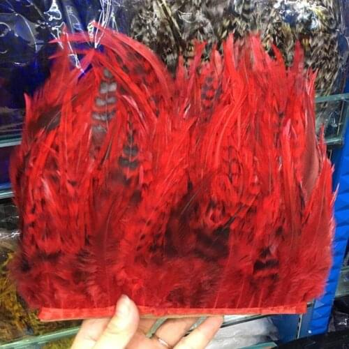 Hot 1 Yards Beautiful Red rooster feathers 10-15 cm/4-6 inch DIY jewelry plume feather cloth belt dance decoration