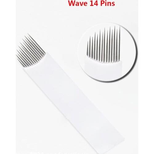 100pcs Wave 14 pins Permanent Makeup Eyebrow Tatoo Blades Microblading Needles Wire Draring Eybrow Needle for Tattoo Manual