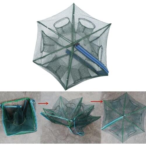 6/8 Holes Folding Crayfish Catcher Cage Casting/Fish Network Portable Crab/Crayfish/Shrimp/Smelt/Eels Traps Network