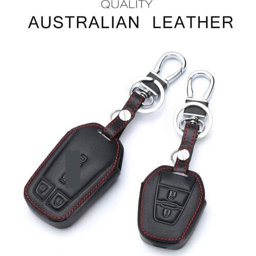 Leather Key Case For Car 2 Buttons For New Isuzu D-max / Mu-x Car Key Cover With Keychain Key Portect