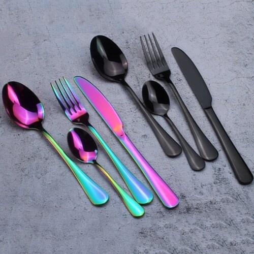 Creative Colorful Stainless Steel Cutlery Set Dinnerware Set Fork Knife Spoon And Fork Set Tableware Set