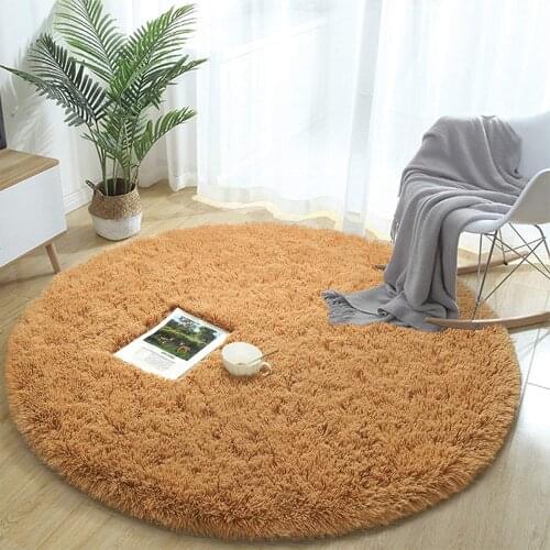 Round Thick Carpet for Living Room Plush Rug Children Bed Room Fluffy Floor Carpets Home Decor Rugs Soft Velvet Mat Anti-slip