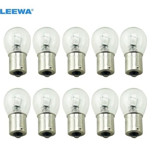 LEEWA 10pcs 1156 BA15S S25 P21W 12V Car Clear Glass Lamp Turn Tail Bulb Auto Indicator Halogen Lamp #CA2724