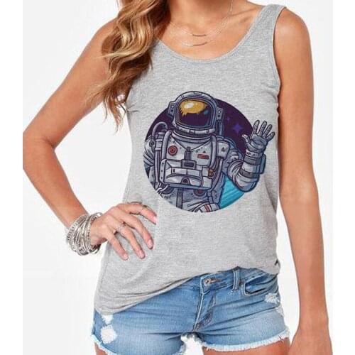 Women Sexy Camisole Vest Tank Tops Female T-Shirt Summer Universe Astronaut Print Harajuku Casual Loose Sleeveless Oversized