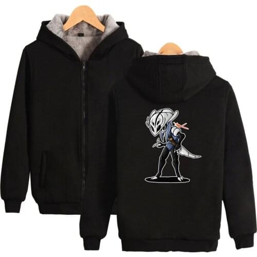Hollow Knight Men Hoodies Sweatshirts Winter Thick Warm Fleece Zipper hooded jacket Coat Sportwear Male Outwear Streetwear