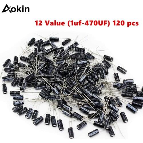12 value kit 1uF-470uF Electrolytic Capacitor assortment set pack 1UF 2.2UF 3.3UF 4.7UF 10UF 22UF 33UF 47UF 100UF 220UF
