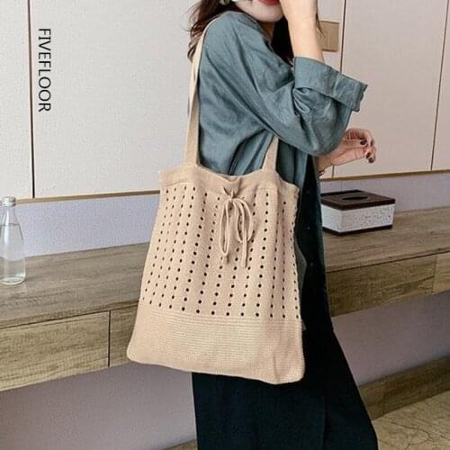 Solid Color Shoulder Bags for Women Designer Bag 2021 Spring Winter High Capacity Knitting Handbags Female Trend Travel Bag