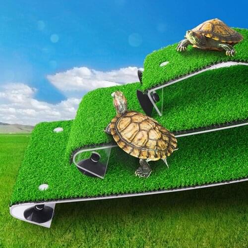Turtle Basking Platform Artificial Climbing Ladder For Tortoise Aquarium Tank Turtle Terrace Simulation Lawn Terrace Climbing