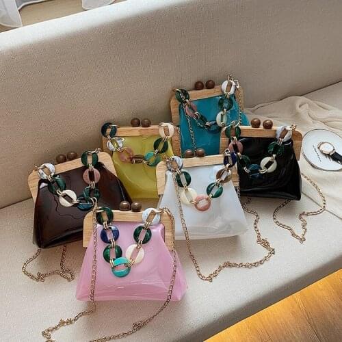 Acrylic Chain Jelly bag Transparent PVC Women Shoulder Crossbody Bags 2021 Summer Handbags Ladies Messenger Bag Female Purse