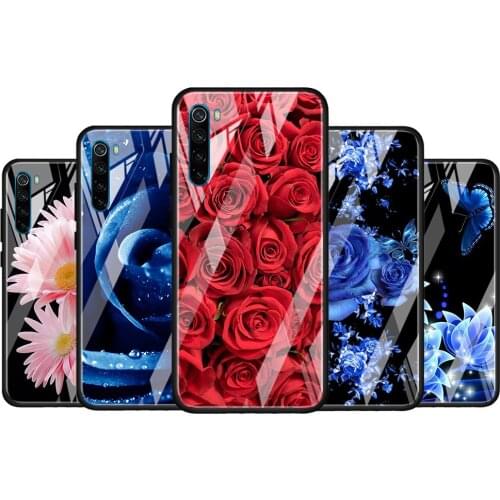 Large swath of pink flowers for Xiaomi Redmi K40 K30 K20 Pro Plus 9C 9A 9 8A 7 Luxury Shell Tempered Glass Phone Case Cover