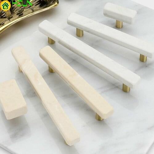 Knobs Marble for Door Handles and Furniture Zinc Alloy Cabinet Kitchen Cupboard Dresser Handles Drawer Pulls Stone Rock Beige