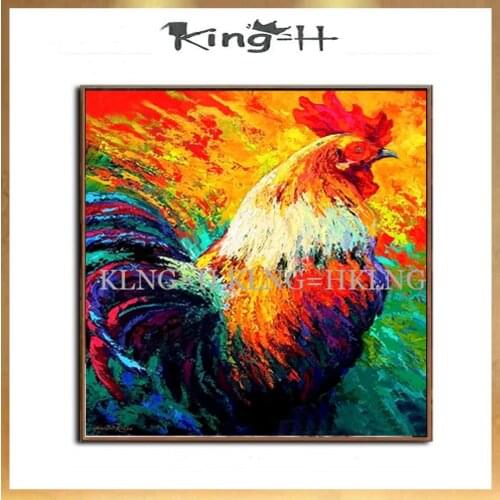 Hand-painted big rooster wall design knife painting chicken canvas paintings to decorate household, bedroom hall sofa