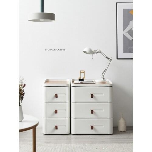 Nordic Bedside Table Simple Modern Small Leather Bedroom Mini Japanese-style Multi Function Storage Cabinet