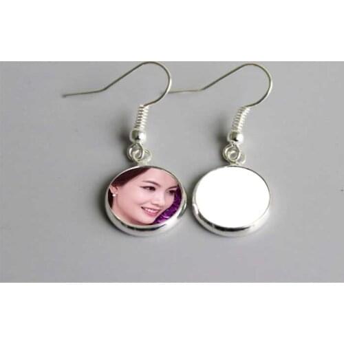 Sublimation dangle earrings for woman round drop earring hot transfer printing blank jewelry consumables materials 25pair/lot