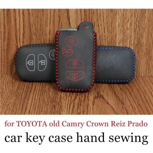 Only Red for TOYOTA old Camry Crown Reiz Prado Key Case Car Hand Sewing Leather Key Cover Auto best price car accessory