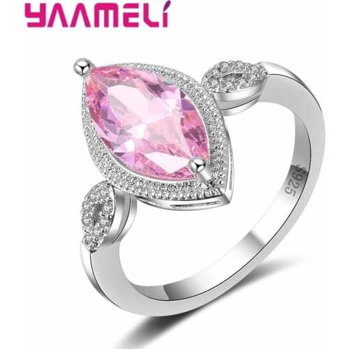 925 Sterling Silver Wedding Rings Vintage Blue/Pink/Purple Cubic Zirconia Filled Jewelry Christmas Gifts Wholesale