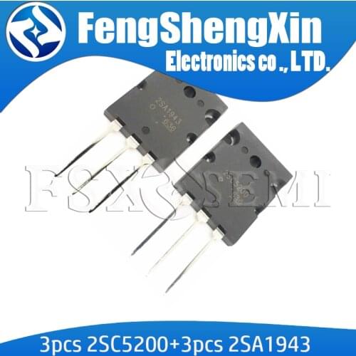 6pcs 2SC5200 2SA1943 TO-3P Audio amplifier IC 3pair ( 3PCS C5200 + 3PCS A1943 ) TO-247