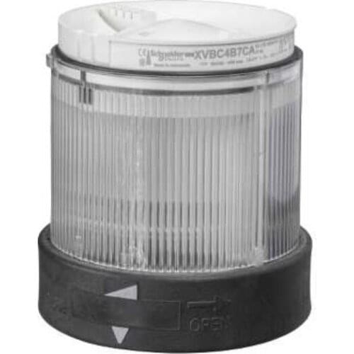 XVBC2B7 Illuminated unit for modular tower lights, plastic, clear, Ø70, steady, integral LED, 24 V AC/DC