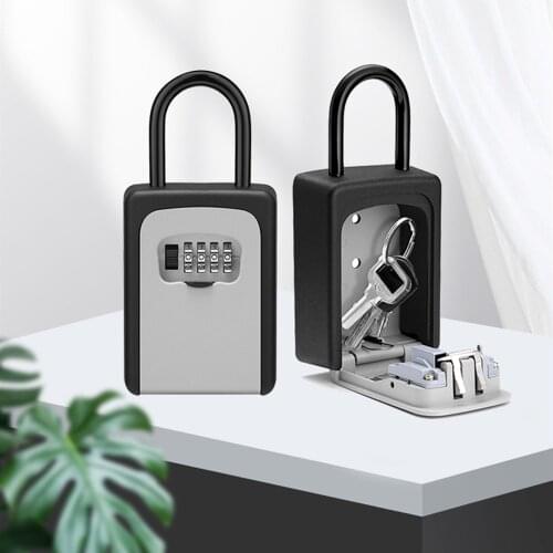 Key Lock Box Wall Mounted Aluminum Alloy Key Safe Box Weatherproof 4 Digit Combination Key Storage Lock Box Indoor Outdoor