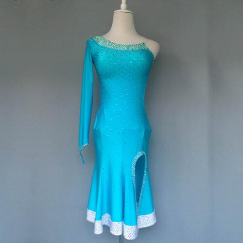 New style latin dance costumes sexy senior spandex diamond long sleeves latin dance dress for women latin dance dresses S-4XL