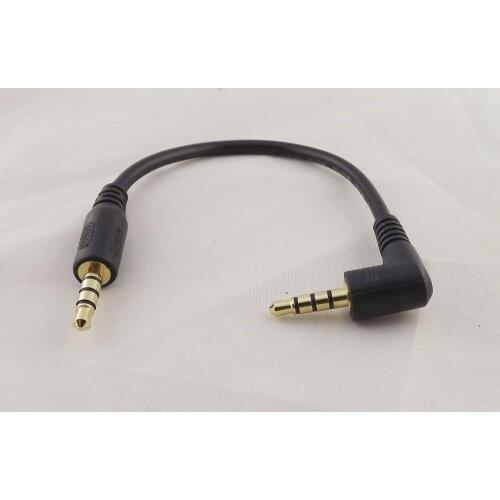 1pc DC 4 Pole 3.5mm Male To Angle Male Audio Adapter Extension Cable 15cm 6