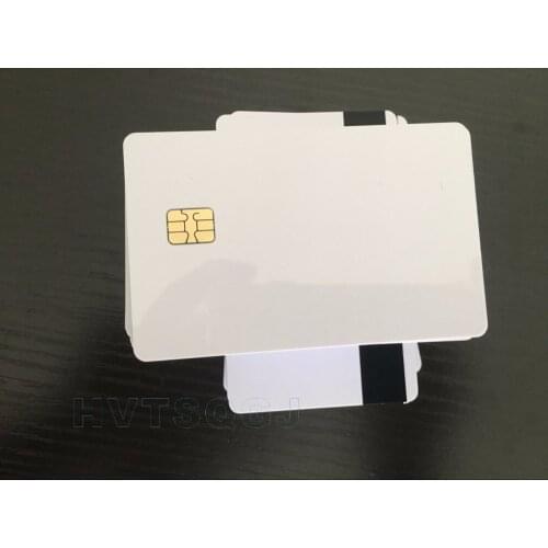 10pcs Free shipping Blank Contact IC Card sle4442 chip card with magnetic strip