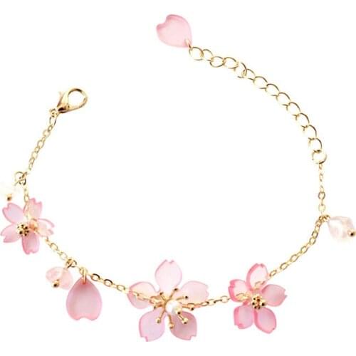2018 Fashion Jewelry New Gold Chain Pearl Crystal Cherry Blossoms Bracelet Homme Pulsera Mujer Infinity Bracelets For Women