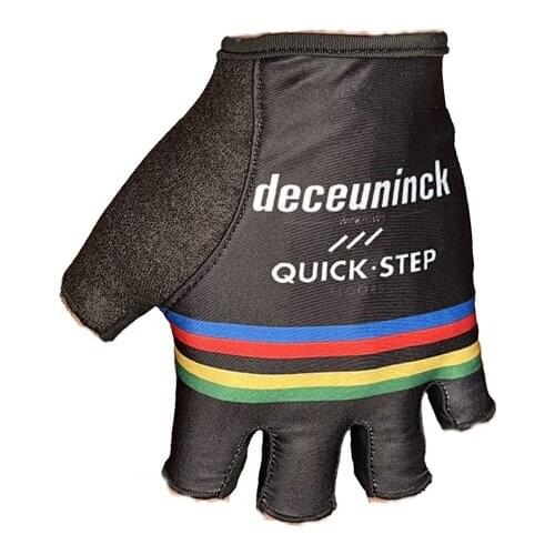 2021 Deceuninck Quick Step PRO TEAM Black ONE PAIR CYCLING BIKE HALF FINGER GLOVES BICYCLE GEL GLOVE SIZE:M-XL