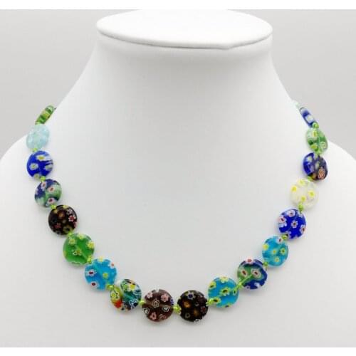 3pcs Millefiori Vidro Lampwork Murano Contas Moeda Colar QUENTE