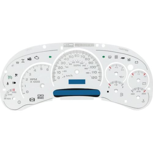 White Gauge Face Overlay with Trans Temp For Silverado Sierra Tahoe Suburban Yukon Avalanche Instrument Cluster
