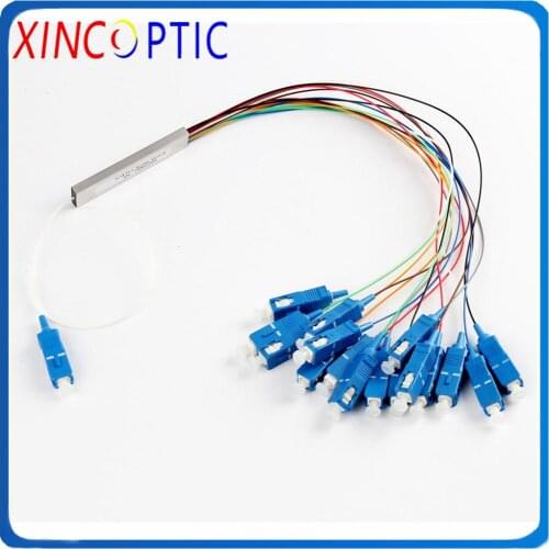 Free Shipping 0.9mm Steel Tube 1x16 Mini Blockless SC/UPC Connector 1*16 Fiber Optic PLC Splitter Coupler with SCUPC Connector